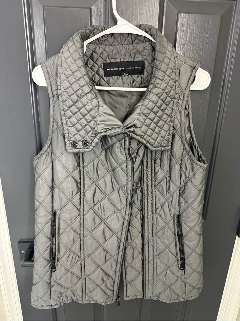 Marc New York Quilted Silver Sleeveless Puffer Vest
